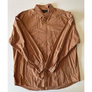 Timberland Men's Shirt XL Button Up Orange‎ Plaid Long Sleeve